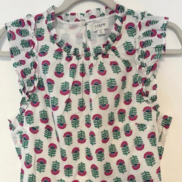 NWT J.Crew Mini Dress With Ruffle Sleeve White Floral Size 6 - Picture 4 of 8